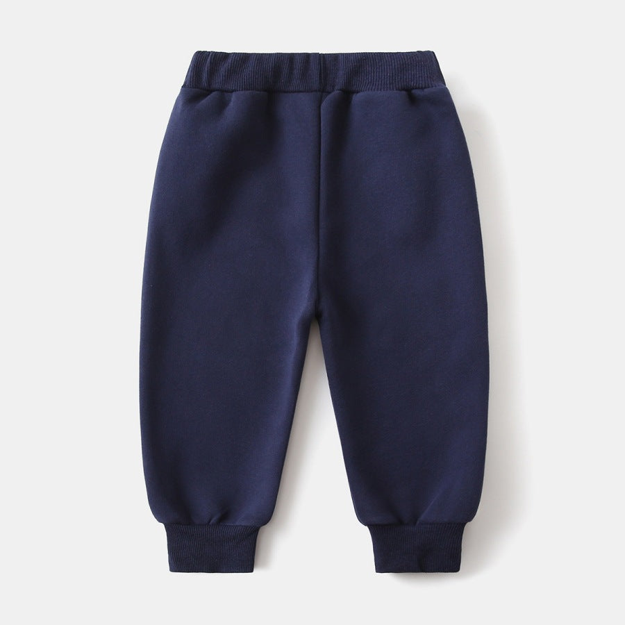 Boy's Sport Letter Pattern Sweatshirt & Hoodie Co-ord Set In Navy Blue Cotton 2 Pieces Set
