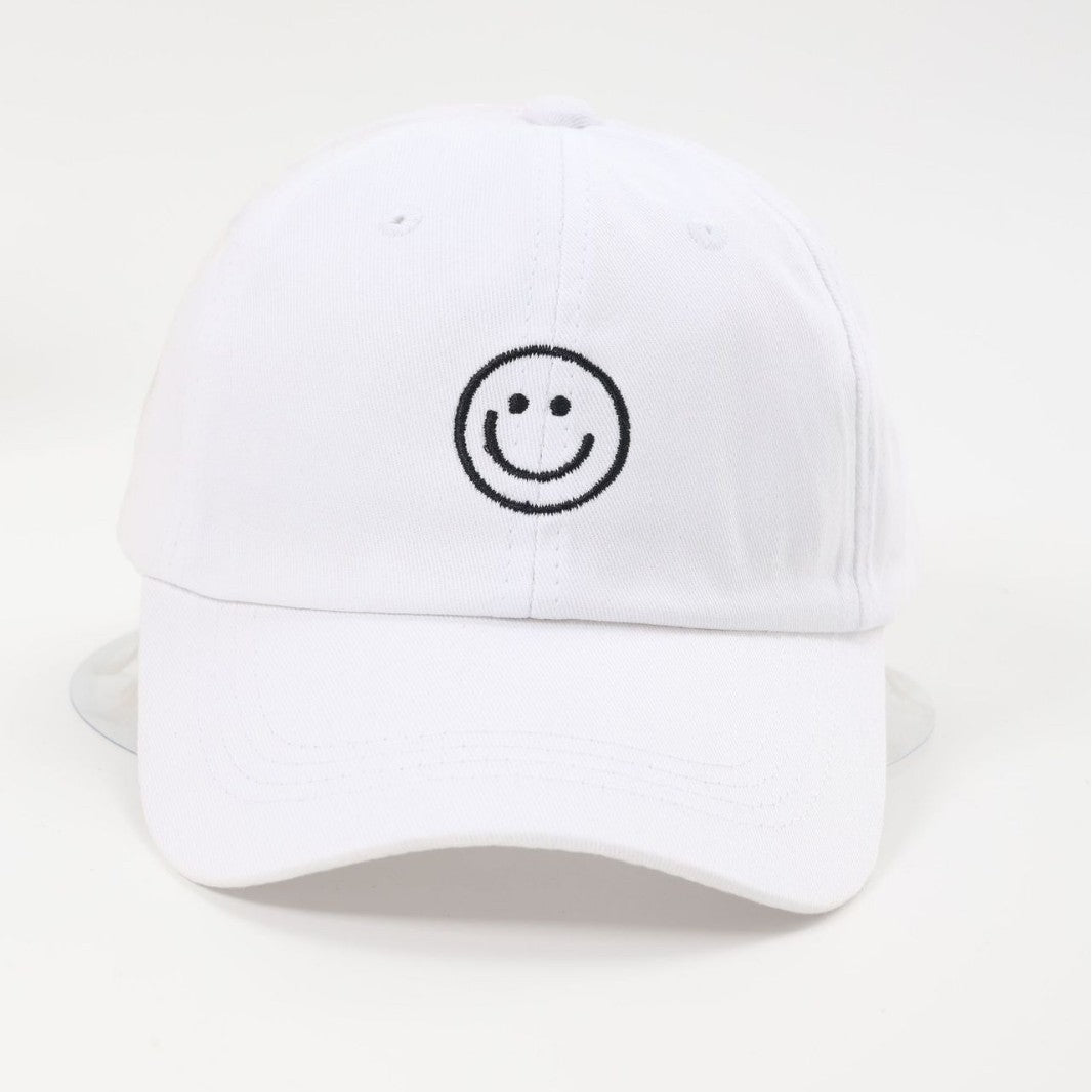 Retro Women’s Breathable Baseball Cap With Curved Brim Featuring Embroidered Smiley Face Design In Cotton