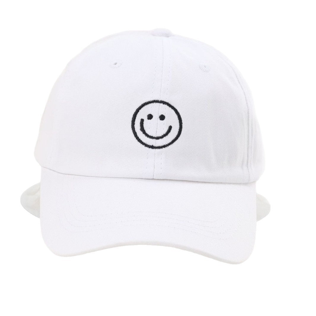 Retro Women’s Breathable Baseball Cap With Curved Brim Featuring Embroidered Smiley Face Design In Cotton