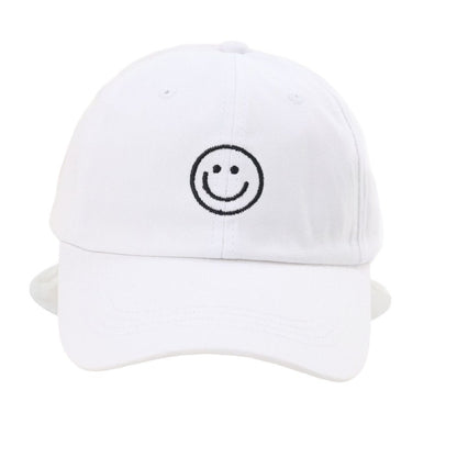 Retro Women’s Breathable Baseball Cap With Curved Brim Featuring Embroidered Smiley Face Design In Cotton