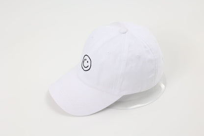 Retro Women’s Breathable Baseball Cap With Curved Brim Featuring Embroidered Smiley Face Design In Cotton