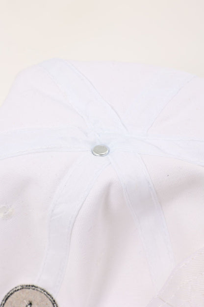 Retro Women’s Breathable Baseball Cap With Curved Brim Featuring Embroidered Smiley Face Design In Cotton