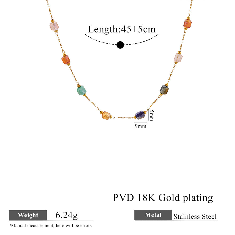 Vintage Style Necklace For Women With Natural Stone Pendant In 304 Stainless Steel