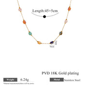 A Single/rectangular Colored Crystal Necklace