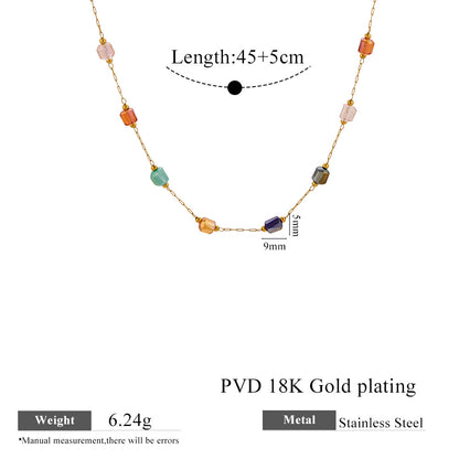 Vintage Style Necklace For Women With Natural Stone Pendant In 304 Stainless Steel