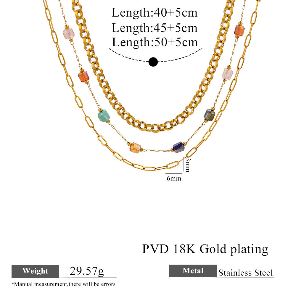 Vintage Style Necklace For Women With Natural Stone Pendant In 304 Stainless Steel