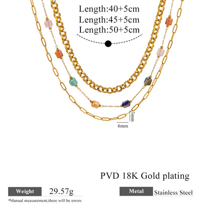 Vintage Style Necklace For Women With Natural Stone Pendant In 304 Stainless Steel