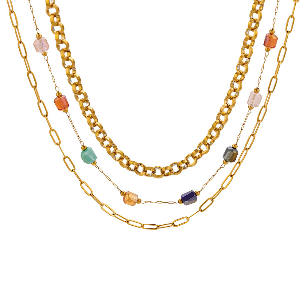 Vintage Style Necklace For Women With Natural Stone Pendant In 304 Stainless Steel