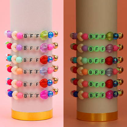 Bohemian Acrylic Beading Bracelet For Girls Featuring Luminous Seed Bead Inlay