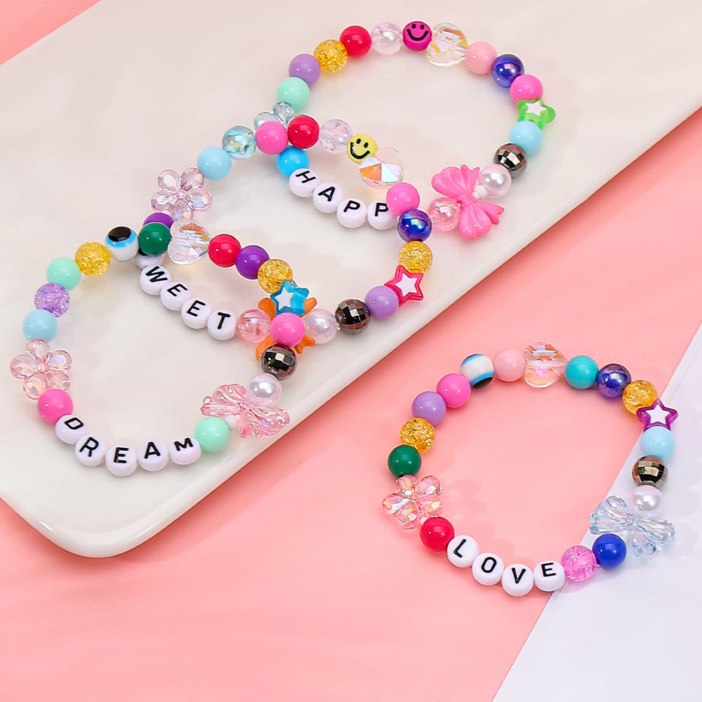 Bohemian Acrylic Beading Bracelet For Girls Featuring Luminous Seed Bead Inlay