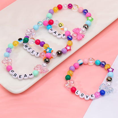 Bohemian Acrylic Beading Bracelet For Girls Featuring Luminous Seed Bead Inlay
