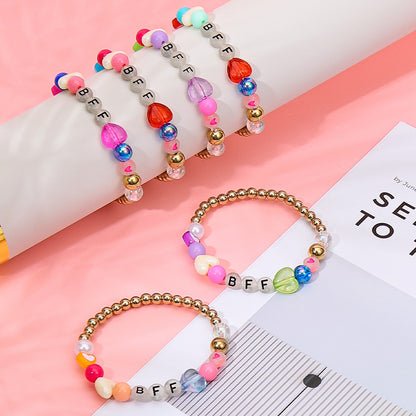 Bohemian Acrylic Beading Bracelet For Girls Featuring Luminous Seed Bead Inlay