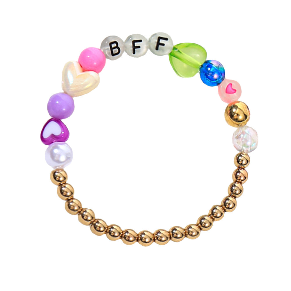 Bohemian Acrylic Beading Bracelet For Girls Featuring Luminous Seed Bead Inlay
