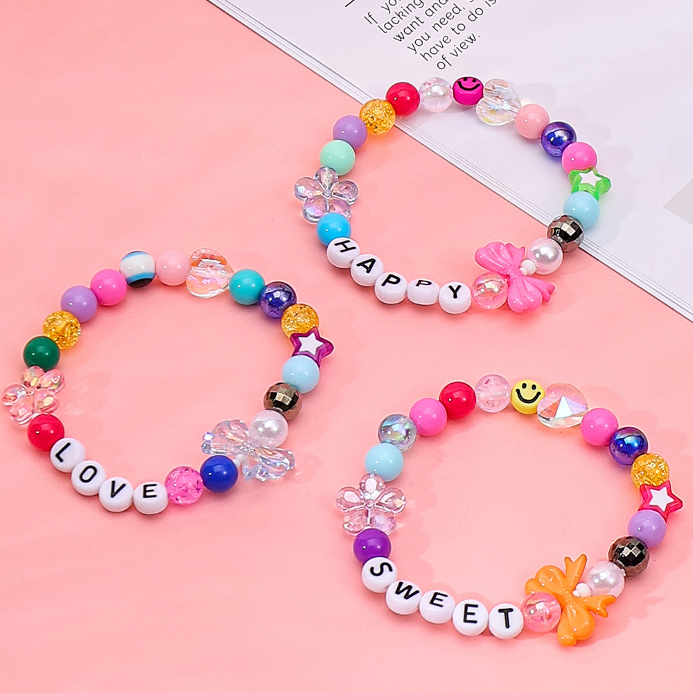 Bohemian Acrylic Beading Bracelet For Girls Featuring Luminous Seed Bead Inlay