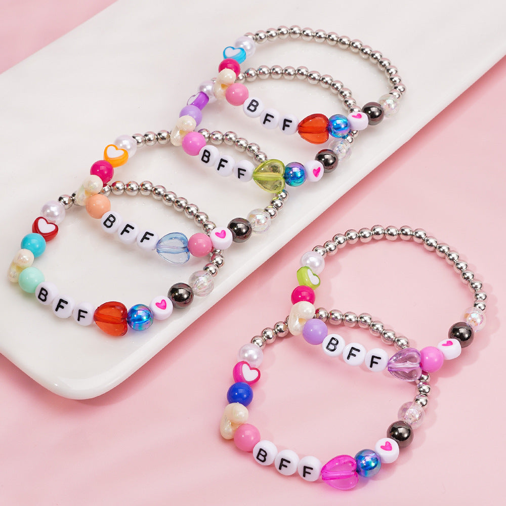 Bohemian Acrylic Beading Bracelet For Girls Featuring Luminous Seed Bead Inlay