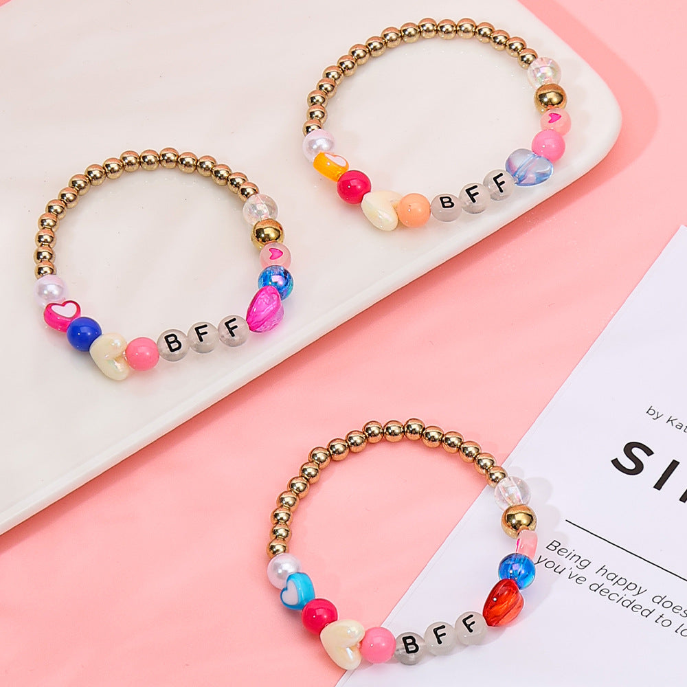 Bohemian Acrylic Beading Bracelet For Girls Featuring Luminous Seed Bead Inlay