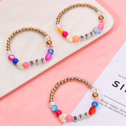 Bohemian Acrylic Beading Bracelet For Girls Featuring Luminous Seed Bead Inlay