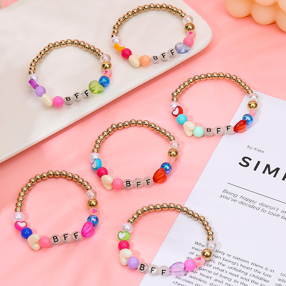 Bohemian Acrylic Beading Bracelet For Girls Featuring Luminous Seed Bead Inlay