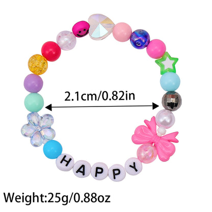Bohemian Acrylic Beading Bracelet For Girls Featuring Luminous Seed Bead Inlay