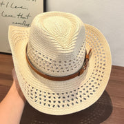 Beige - Curved Edge Hollow Design - Tassel Belt