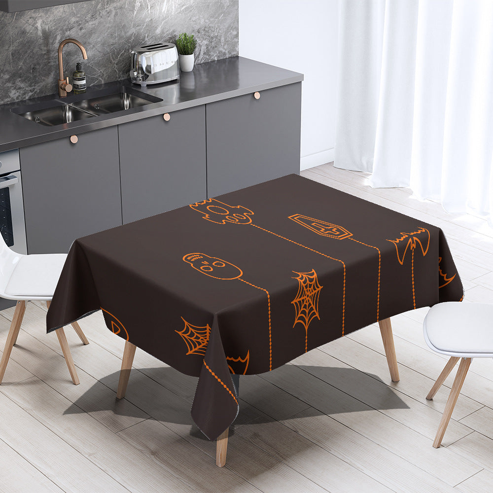 Nordic Style Halloween Tablecloth In Polyester With Printing Pattern, Perfect For Home Decor And Party Use