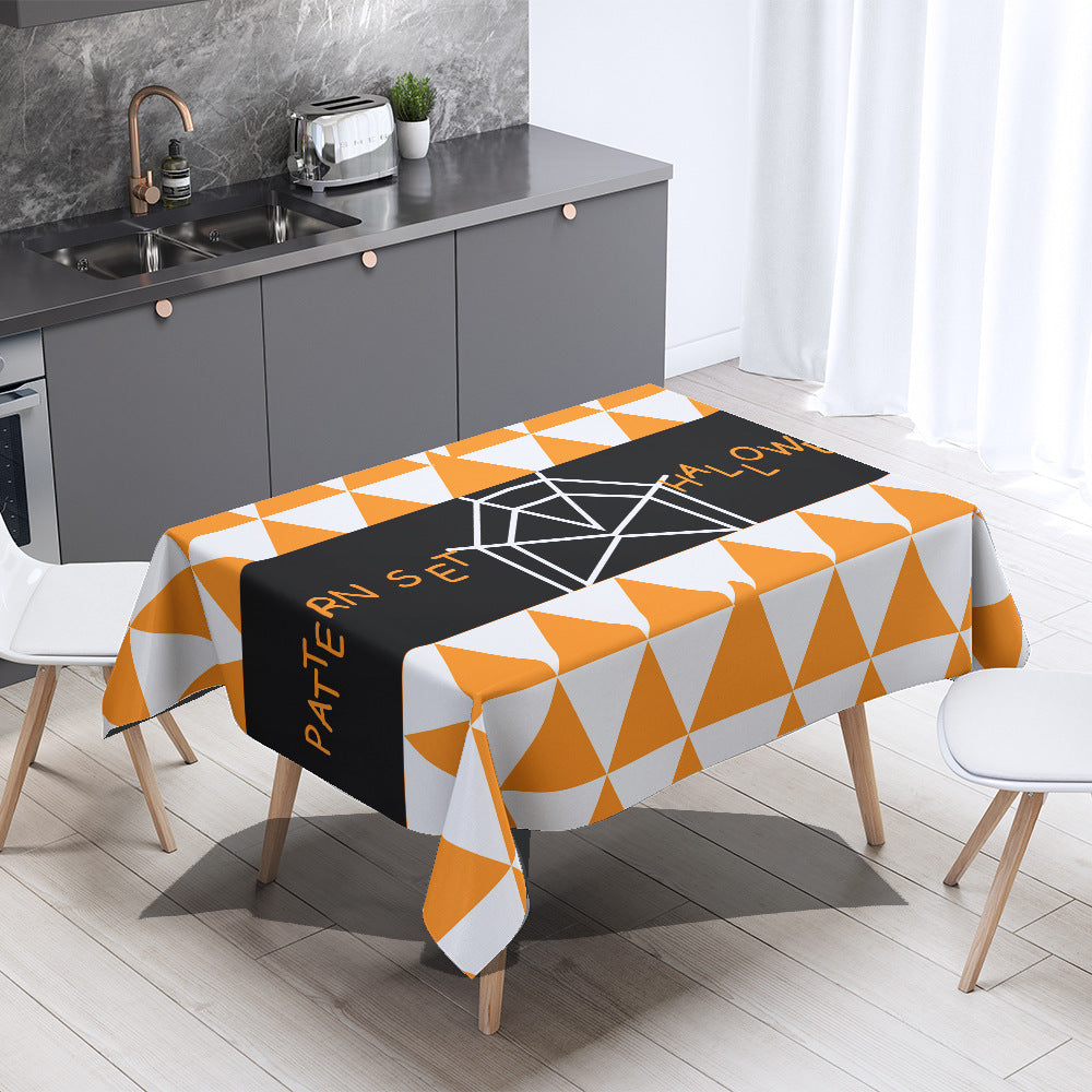 Nordic Style Halloween Tablecloth In Polyester With Printing Pattern, Perfect For Home Decor And Party Use
