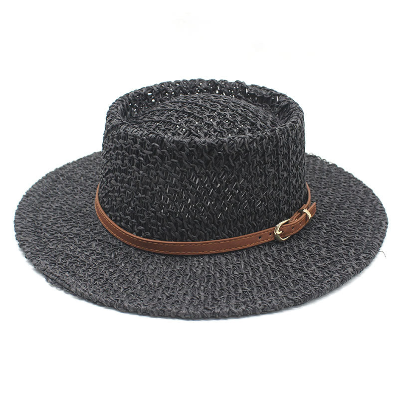 British Style Solid Color Panama Hat With Wide Brim, UV Protection, Made Of Straw With Braid Craftsmanship