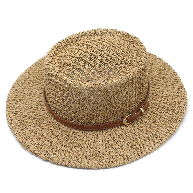 British Style Solid Color Panama Hat With Wide Brim, UV Protection, Made Of Straw With Braid Craftsmanship