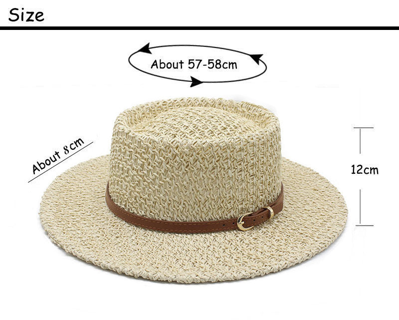 British Style Solid Color Panama Hat With Wide Brim, UV Protection, Made Of Straw With Braid Craftsmanship