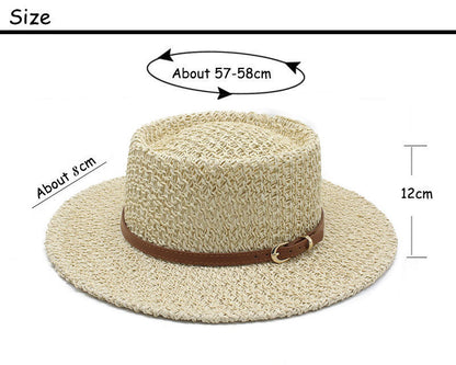 British Style Solid Color Panama Hat With Wide Brim, UV Protection, Made Of Straw With Braid Craftsmanship