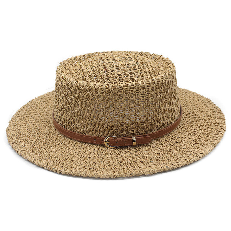 British Style Solid Color Panama Hat With Wide Brim, UV Protection, Made Of Straw With Braid Craftsmanship