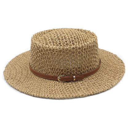 British Style Solid Color Panama Hat With Wide Brim, UV Protection, Made Of Straw With Braid Craftsmanship