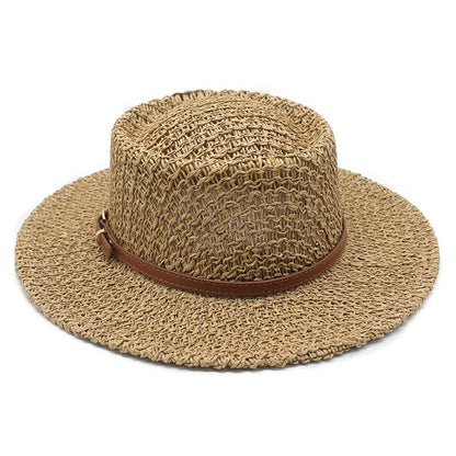 British Style Solid Color Panama Hat With Wide Brim, UV Protection, Made Of Straw With Braid Craftsmanship