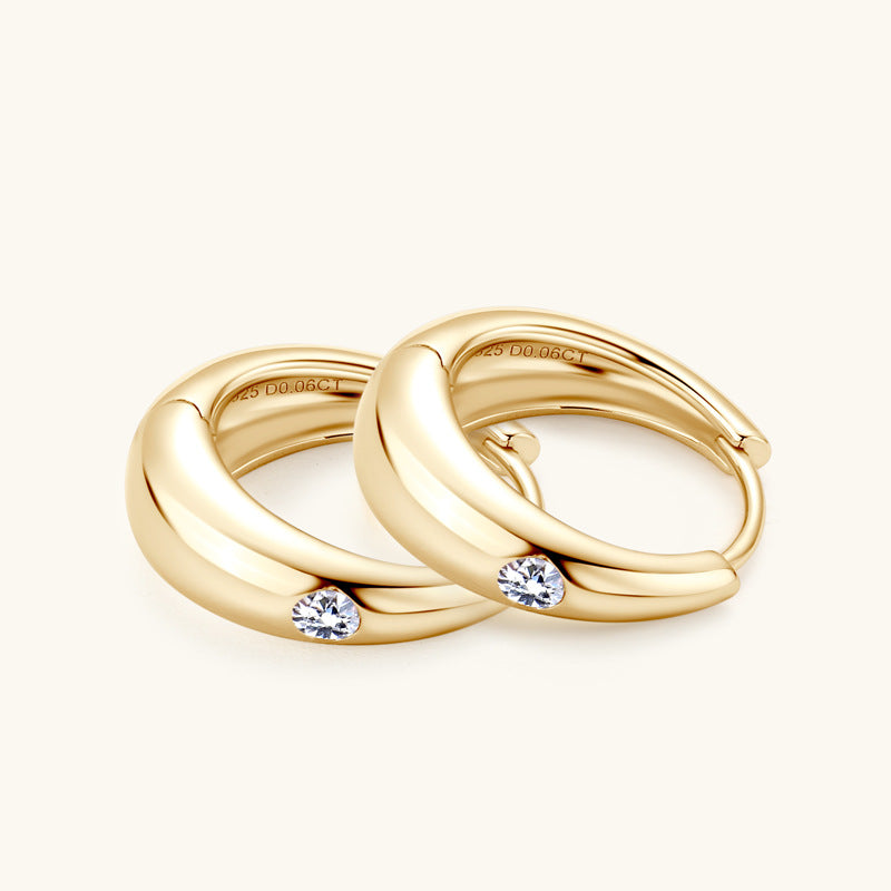 Simple Style U Shape Earrings For Women In Silver Featuring 925 Sterling Silver With Moissanite Inlay