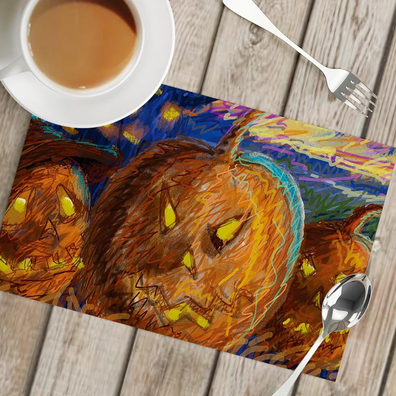 Nordic Style Halloween Pattern Polyester Placemat, Ideal For Halloween Party Tablecloth And Dining Use