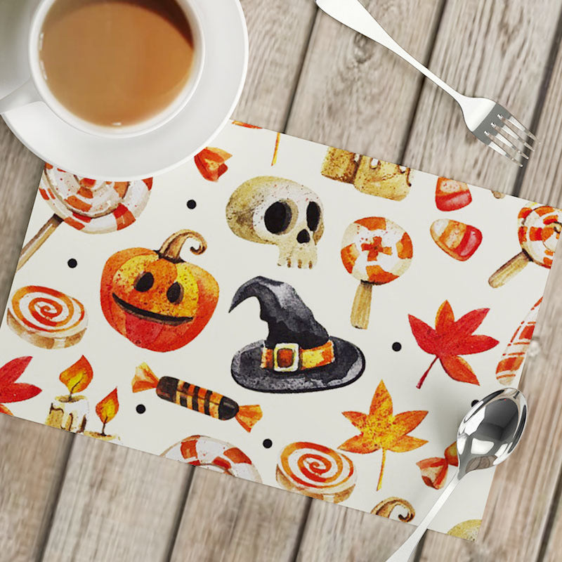 Nordic Style Halloween Pattern Polyester Placemat, Ideal For Halloween Party Tablecloth And Dining Use