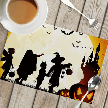 Nordic Style Halloween Pattern Polyester Placemat, Ideal For Halloween Party Tablecloth And Dining Use