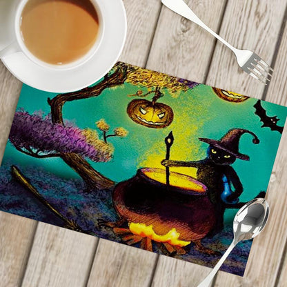 Nordic Style Halloween Pattern Polyester Placemat, Ideal For Halloween Party Tablecloth And Dining Use