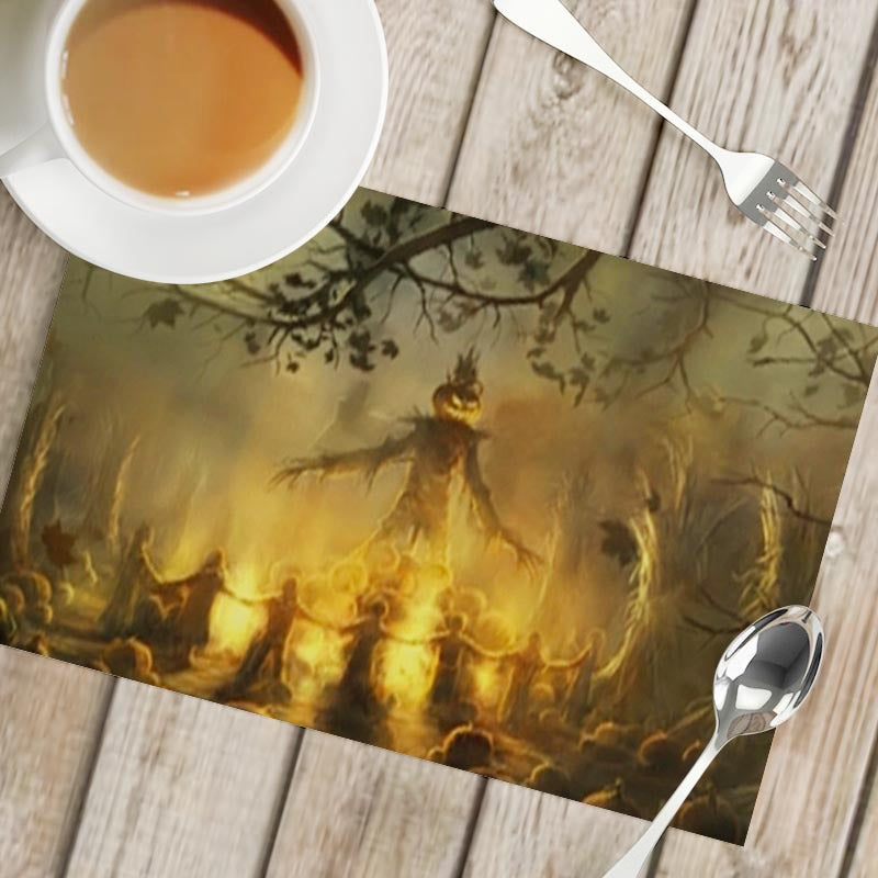 Nordic Style Halloween Pattern Polyester Placemat, Ideal For Halloween Party Tablecloth And Dining Use