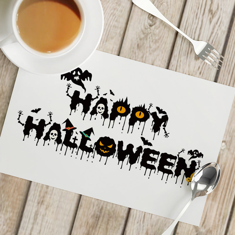 Nordic Style Halloween Pattern Polyester Placemat, Ideal For Halloween Party Tablecloth And Dining Use