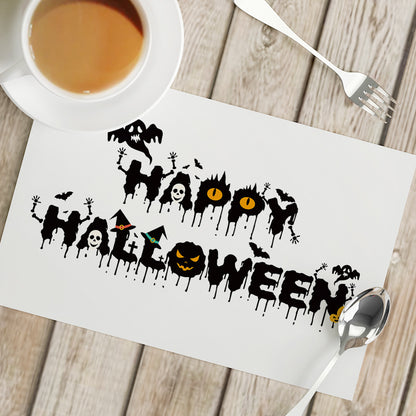 Nordic Style Halloween Pattern Polyester Placemat, Ideal For Halloween Party Tablecloth And Dining Use