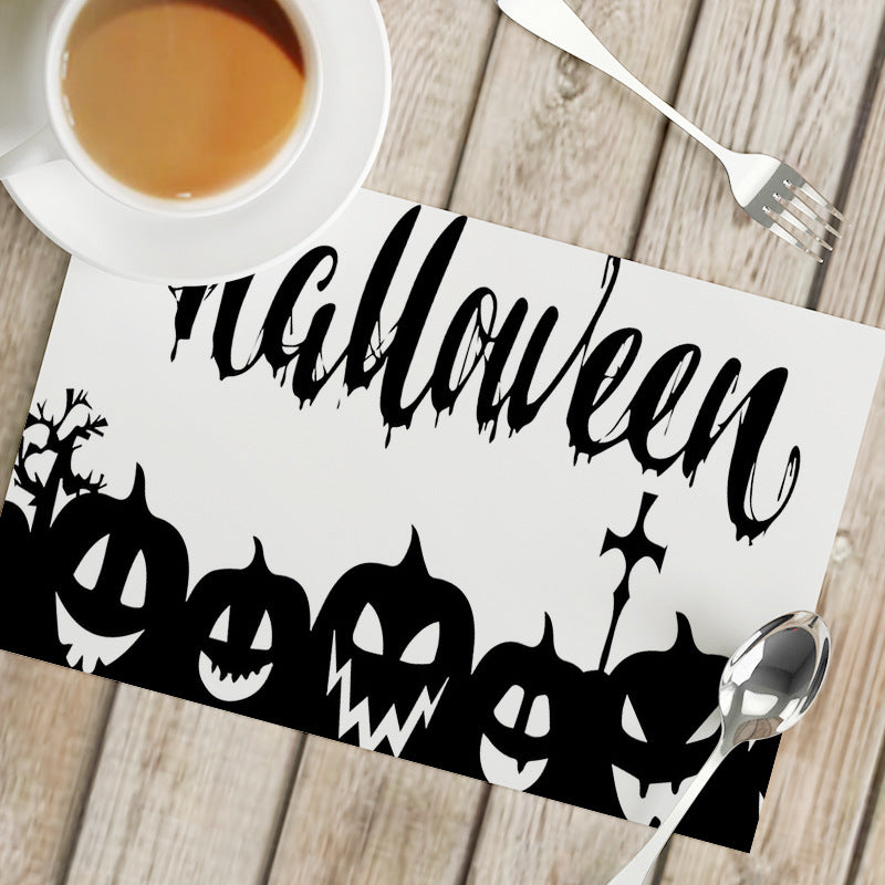 Nordic Style Halloween Pattern Polyester Placemat, Ideal For Halloween Party Tablecloth And Dining Use