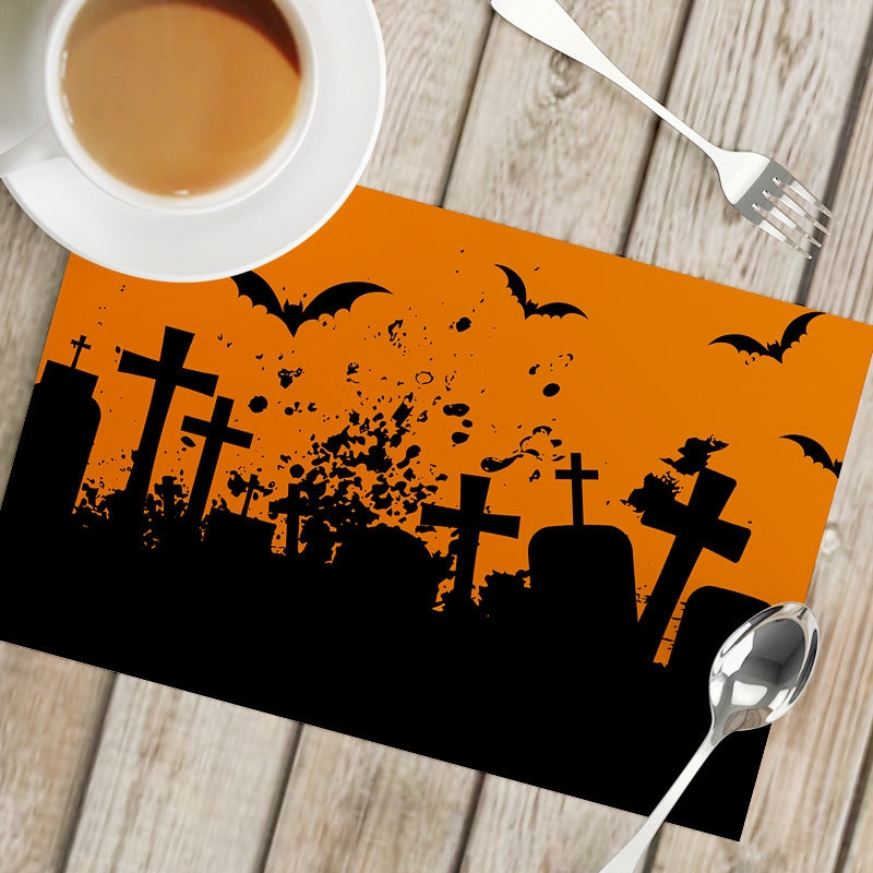 Nordic Style Halloween Pattern Polyester Placemat, Ideal For Halloween Party Tablecloth And Dining Use