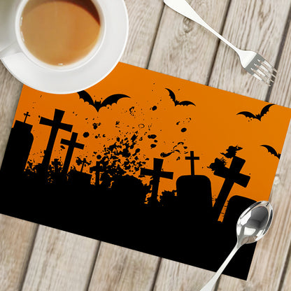 Nordic Style Halloween Pattern Polyester Placemat, Ideal For Halloween Party Tablecloth And Dining Use
