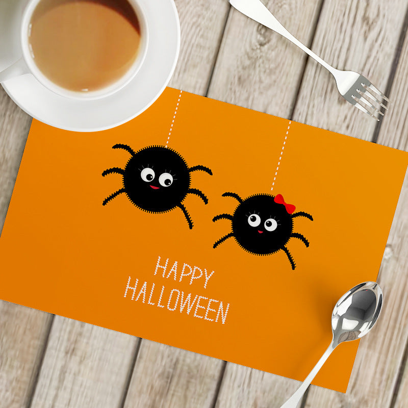 Nordic Style Halloween Pattern Polyester Placemat, Ideal For Halloween Party Tablecloth And Dining Use