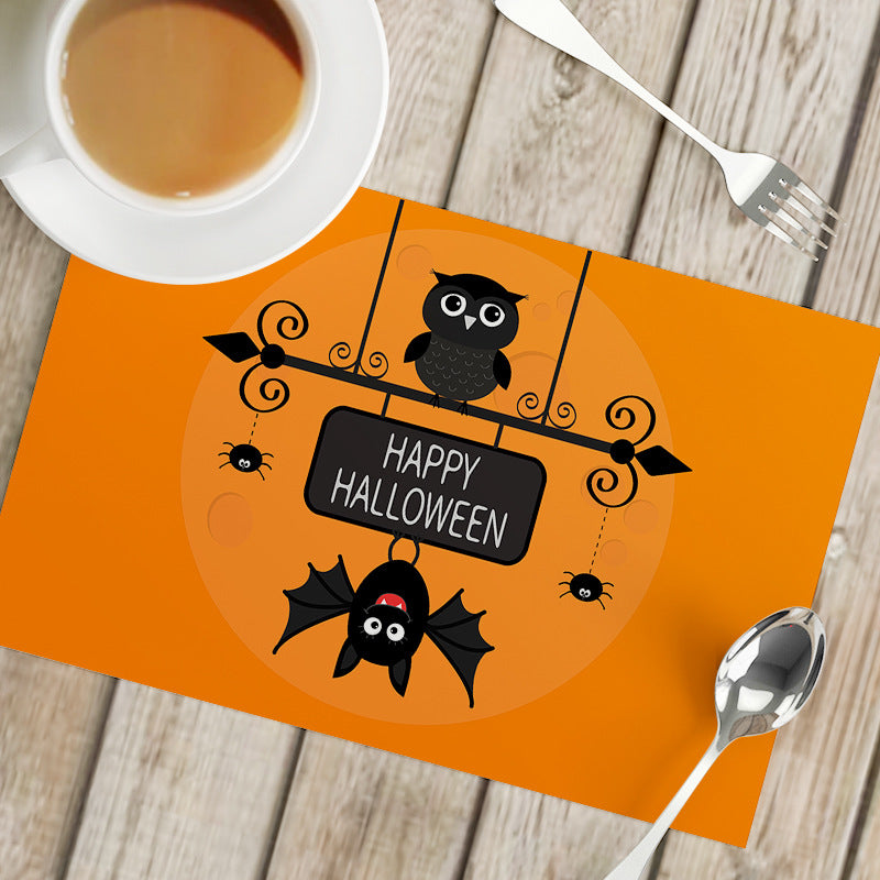 Nordic Style Halloween Pattern Polyester Placemat, Ideal For Halloween Party Tablecloth And Dining Use