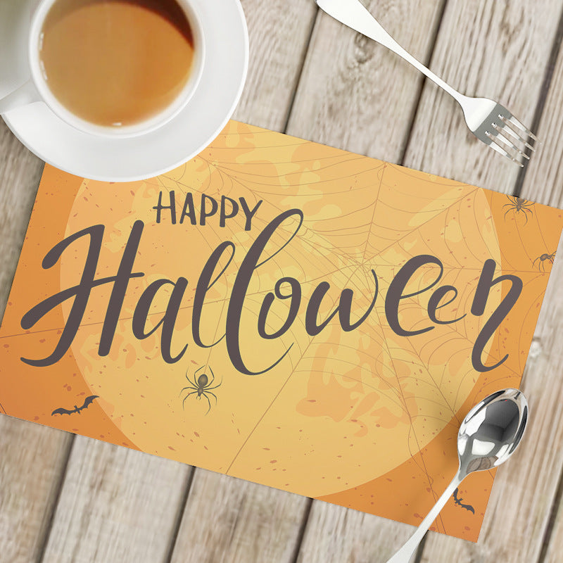 Nordic Style Halloween Pattern Polyester Placemat, Ideal For Halloween Party Tablecloth And Dining Use