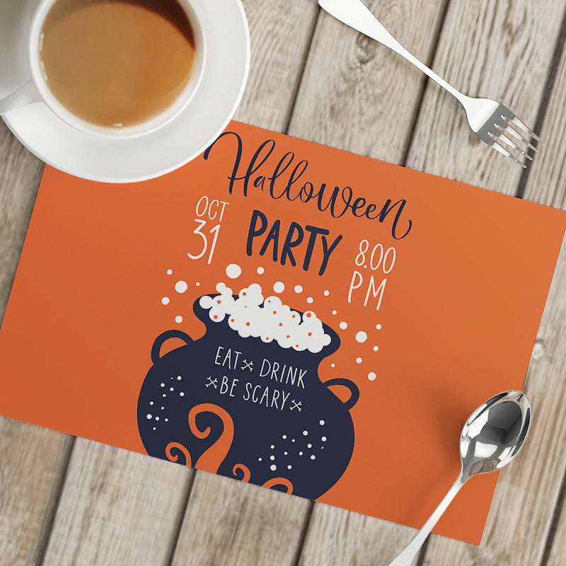 Nordic Style Halloween Pattern Polyester Placemat, Ideal For Halloween Party Tablecloth And Dining Use