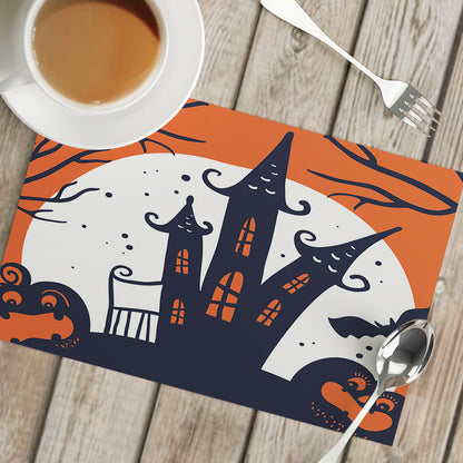 Nordic Style Halloween Pattern Polyester Placemat, Ideal For Halloween Party Tablecloth And Dining Use