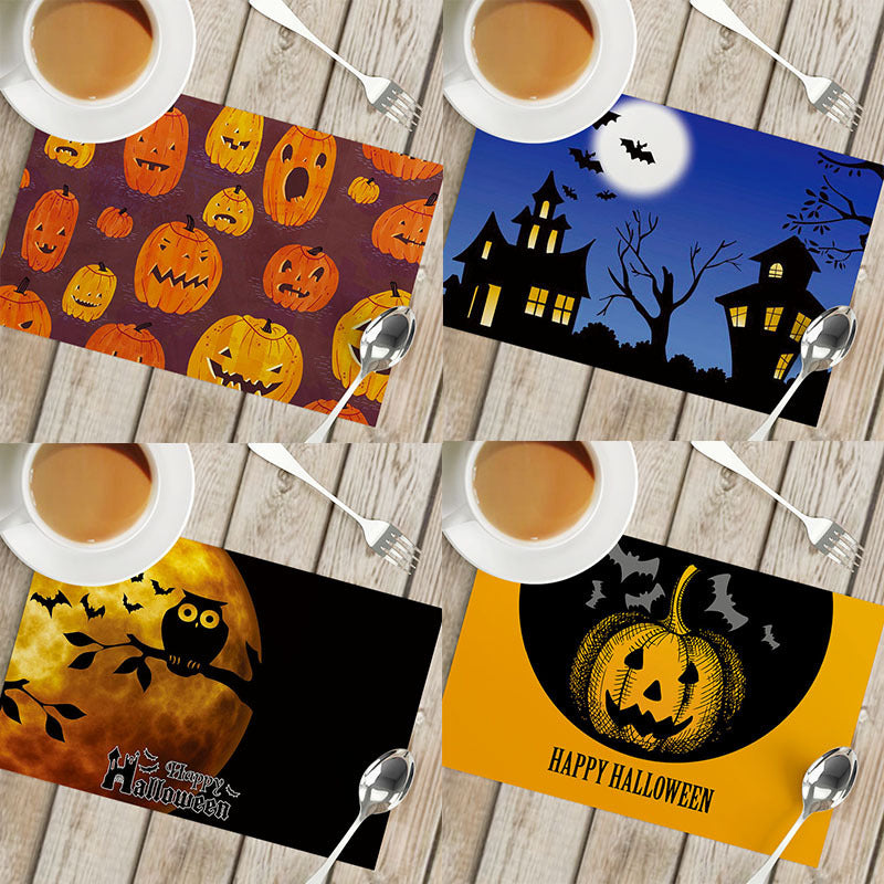 Nordic Style Halloween Pattern Polyester Placemat, Ideal For Halloween Party Tablecloth And Dining Use